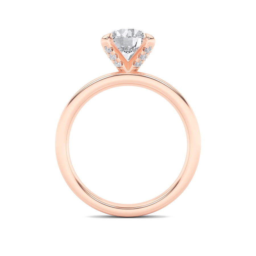 2Cttw Round Shaped Lab Grown Diamond (F/VS) HiddenHalo Petite Shank Ring in 14K Gold
