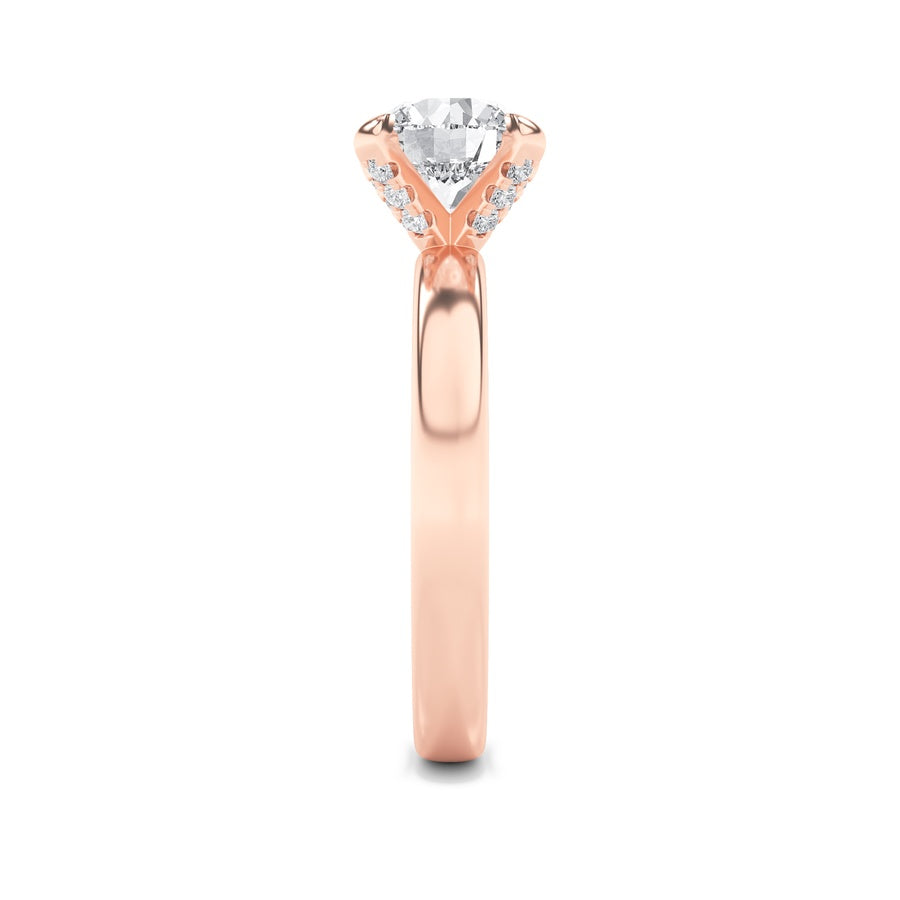 2Cttw Round Shaped Lab Grown Diamond (F/VS) HiddenHalo Petite Shank Ring in 14K Gold