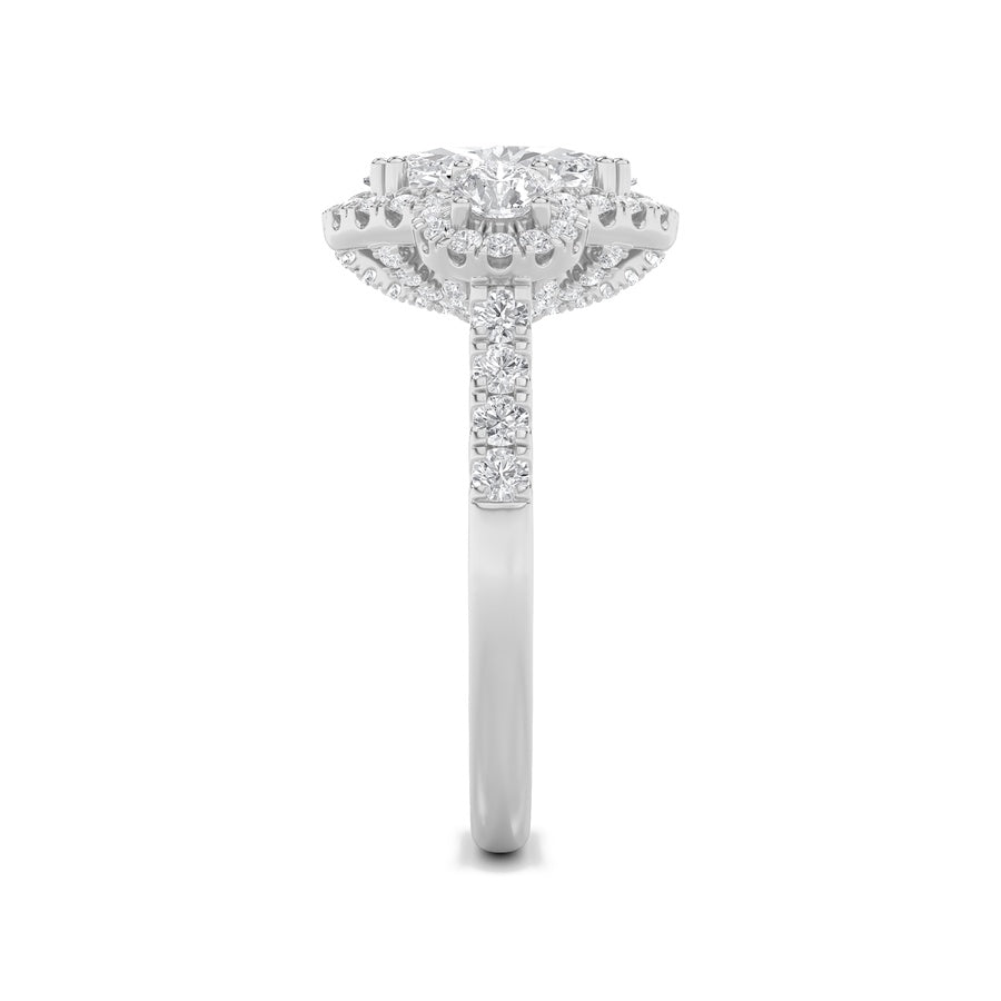 Oval Shape Three Stone Accented Ring lab grown diamond