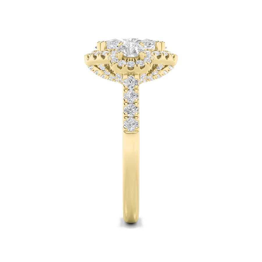 Oval Shape Three Stone Accented Ring lab grown diamond