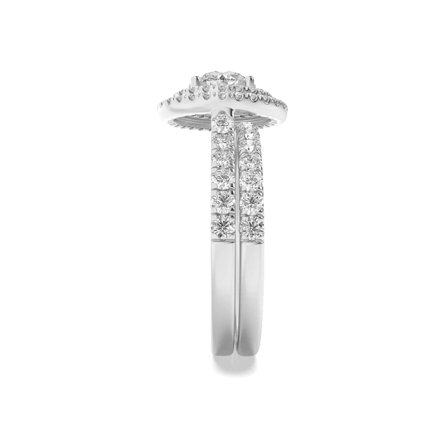 2Cttw Round Shaped Lab Grown Diamond (F/VS) DoubleHalo Bridal Set Engagement Ring Set in 14K Gold