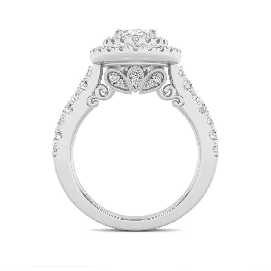Oval Shape Double Halo Engagement Ring lab grown diamond