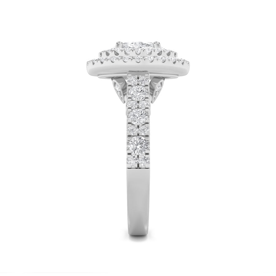 Oval Shape Double Halo Engagement Ring lab grown diamond