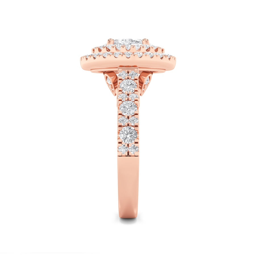 Oval Shape Double Halo Engagement Ring lab grown diamond