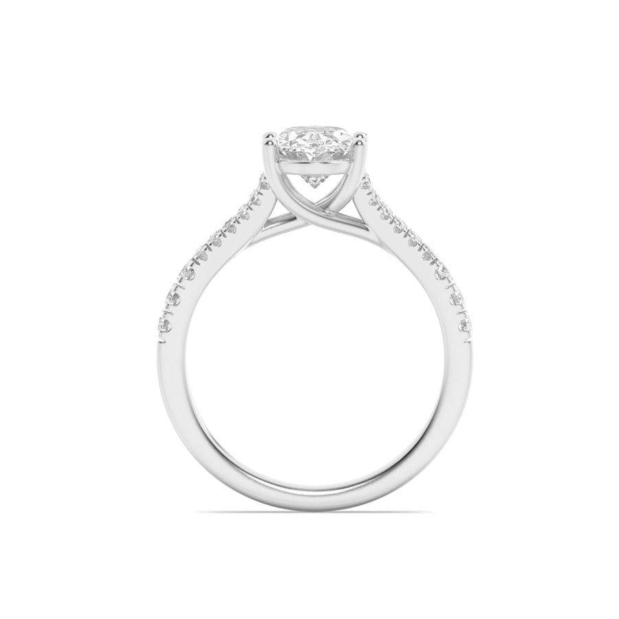 Oval Shape Split Shank Trellis Engagement Ring lab grown diamond
