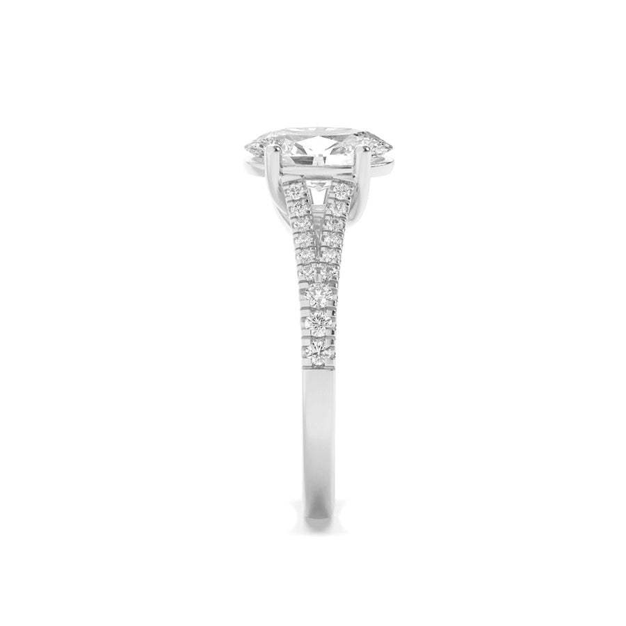 Oval Shape Split Shank Trellis Engagement Ring lab grown diamond