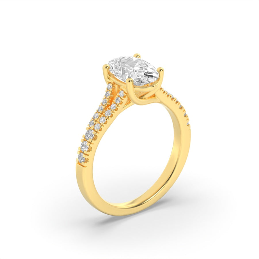 Oval Shape Split Shank Trellis Engagement Ring lab grown diamond