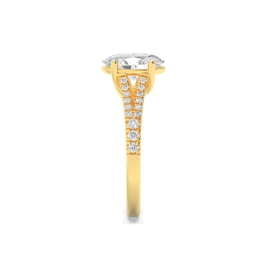 Oval Shape Split Shank Trellis Engagement Ring lab grown diamond