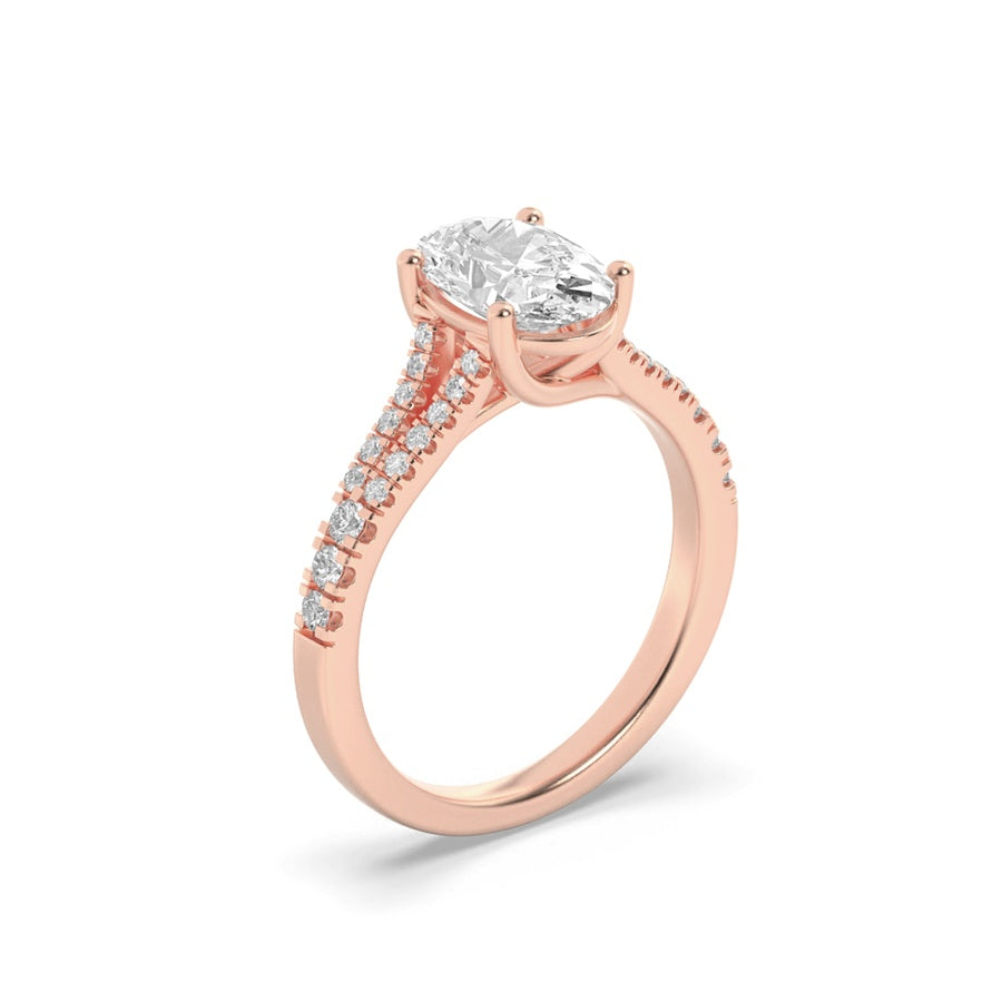 Oval Shape Split Shank Trellis Engagement Ring lab grown diamond