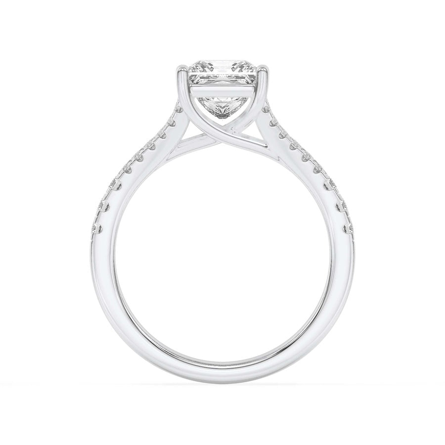 2Cttw Princess Shaped Lab Grown Diamond (F/VS) Split Shank Trellis Engagement Ring in 14K Gold