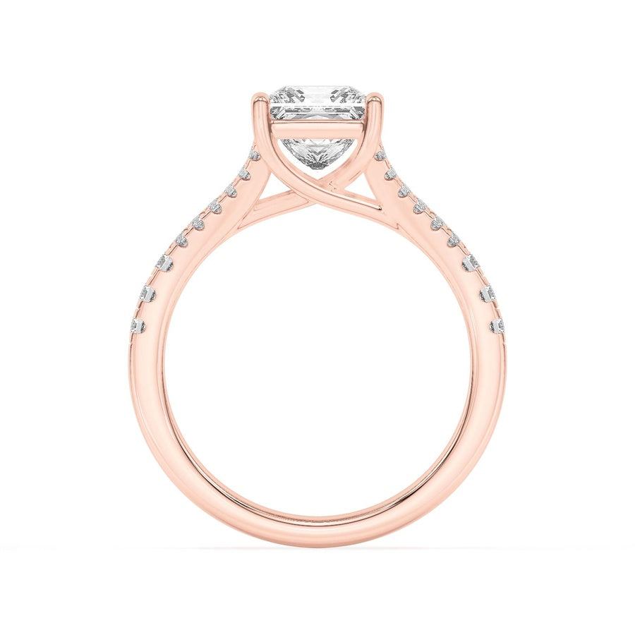 2Cttw Princess Shaped Lab Grown Diamond (F/VS) Split Shank Trellis Engagement Ring in 14K Gold
