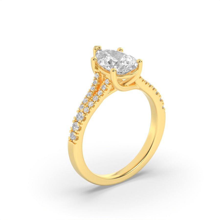 Pear Shape Split Shank Trellis Engagement Ring lab grown diamond