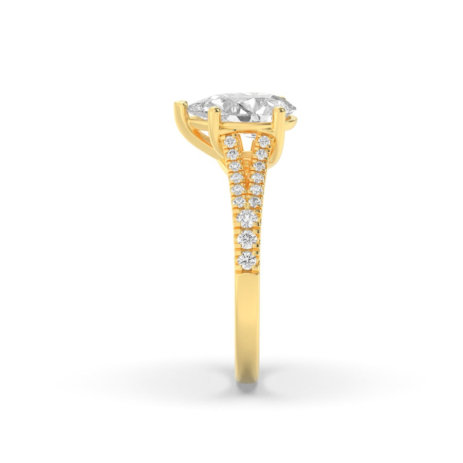 Pear Shape Split Shank Trellis Engagement Ring lab grown diamond