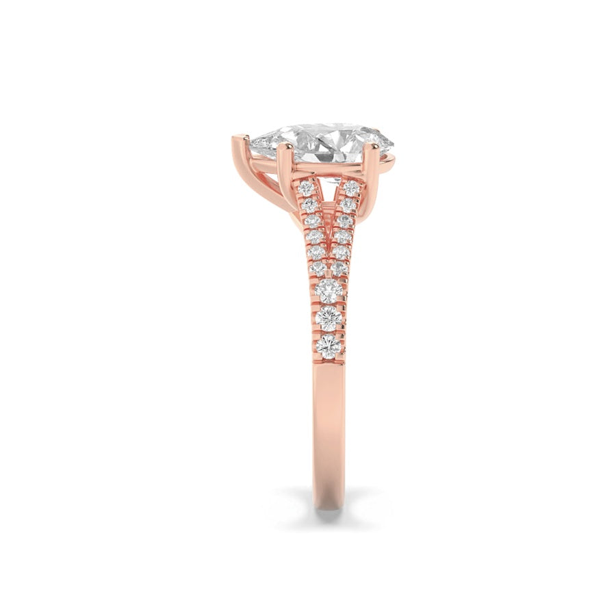 Pear Shape Split Shank Trellis Engagement Ring lab grown diamond