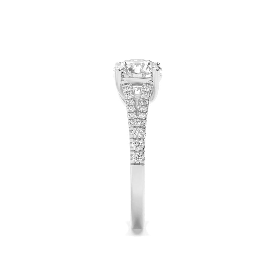 2Cttw Round Shaped Lab Grown Diamond (F/VS) SplitShank Trellis Engagement Ring in 14K Gold