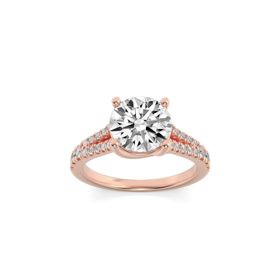 2Cttw Round Shaped Lab Grown Diamond (F/VS) SplitShank Trellis Engagement Ring in 14K Gold
