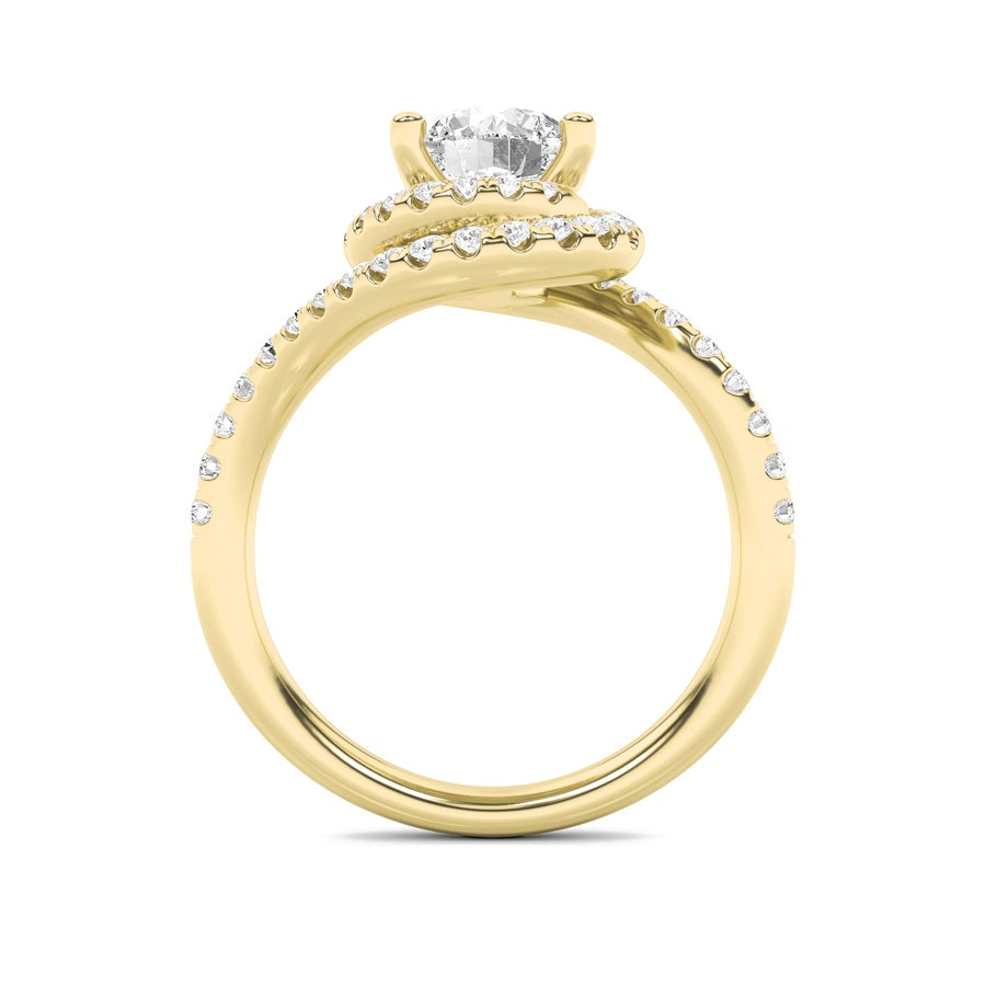 Round Shape Swirl Accented Engagement Ring lab grown diamond