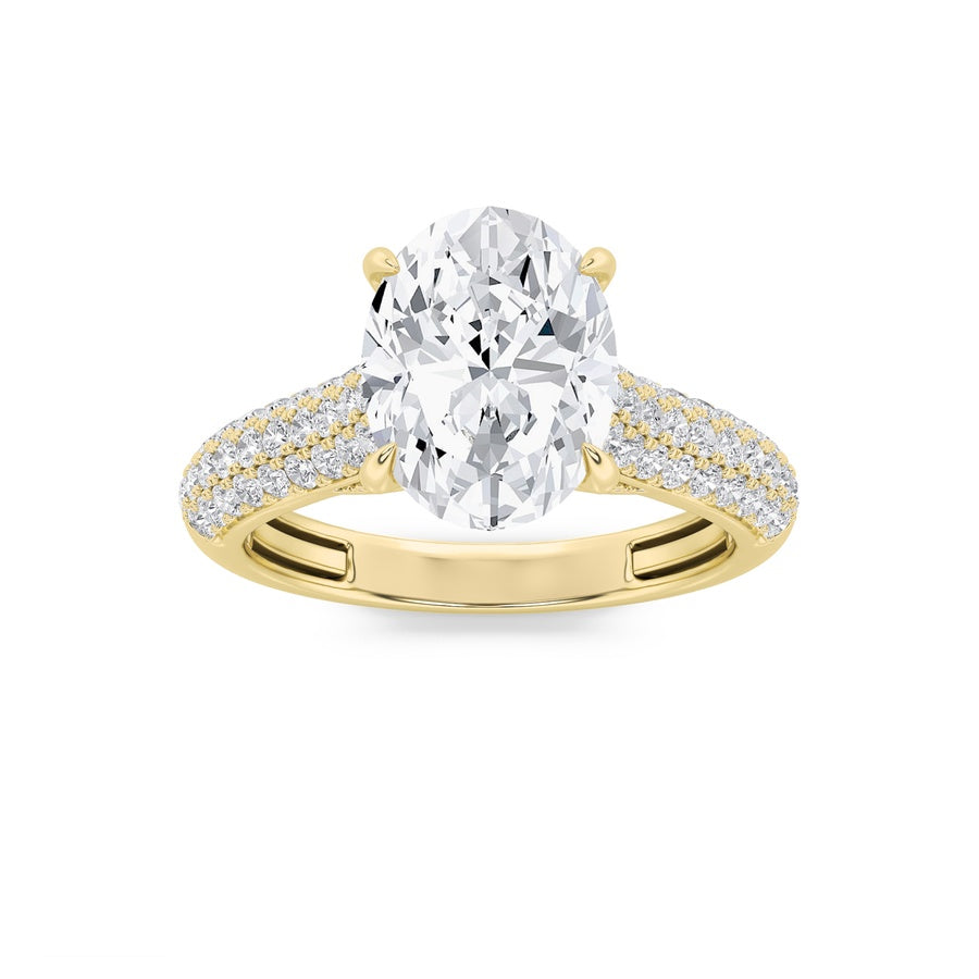 1.5Cttw Oval Shaped Lab Grown Diamond (F/VS) Hidden Halo Accented Engagement Ring in 14K Gold