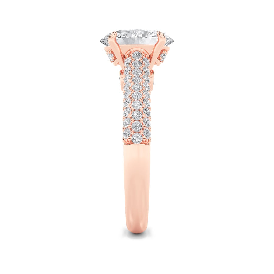 1.5Cttw Oval Shaped Lab Grown Diamond (F/VS) Hidden Halo Accented Engagement Ring in 14K Gold