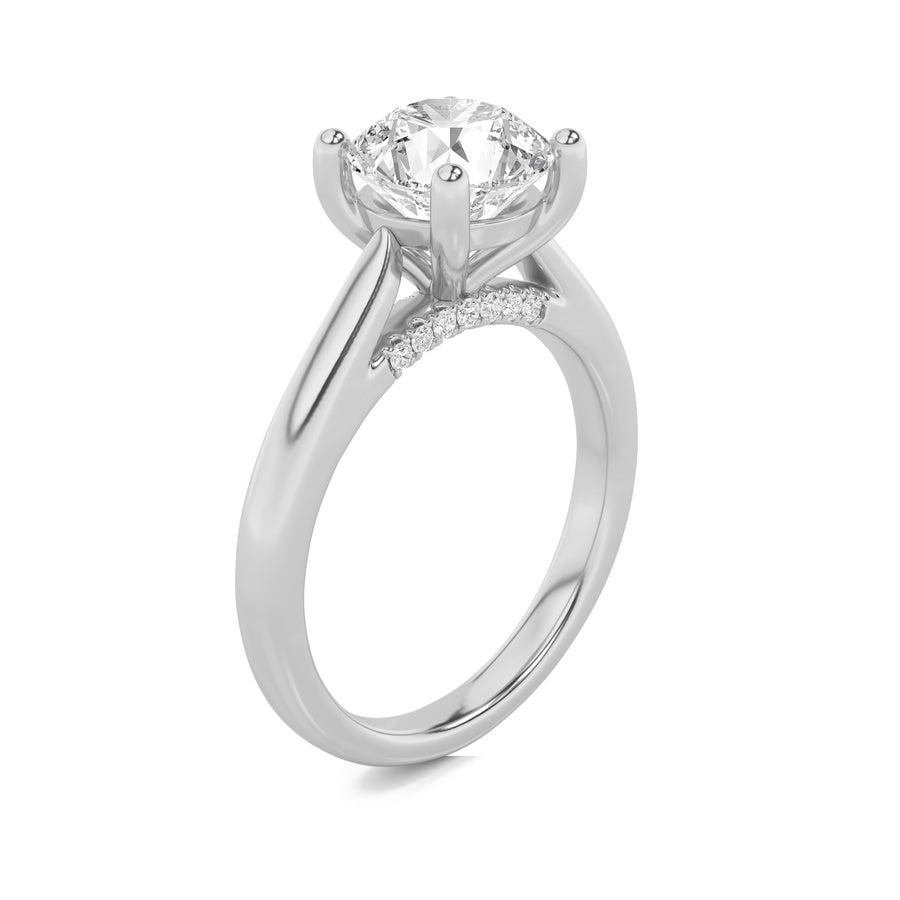 Round Shape Accented Enagement Ring lab grown diamond