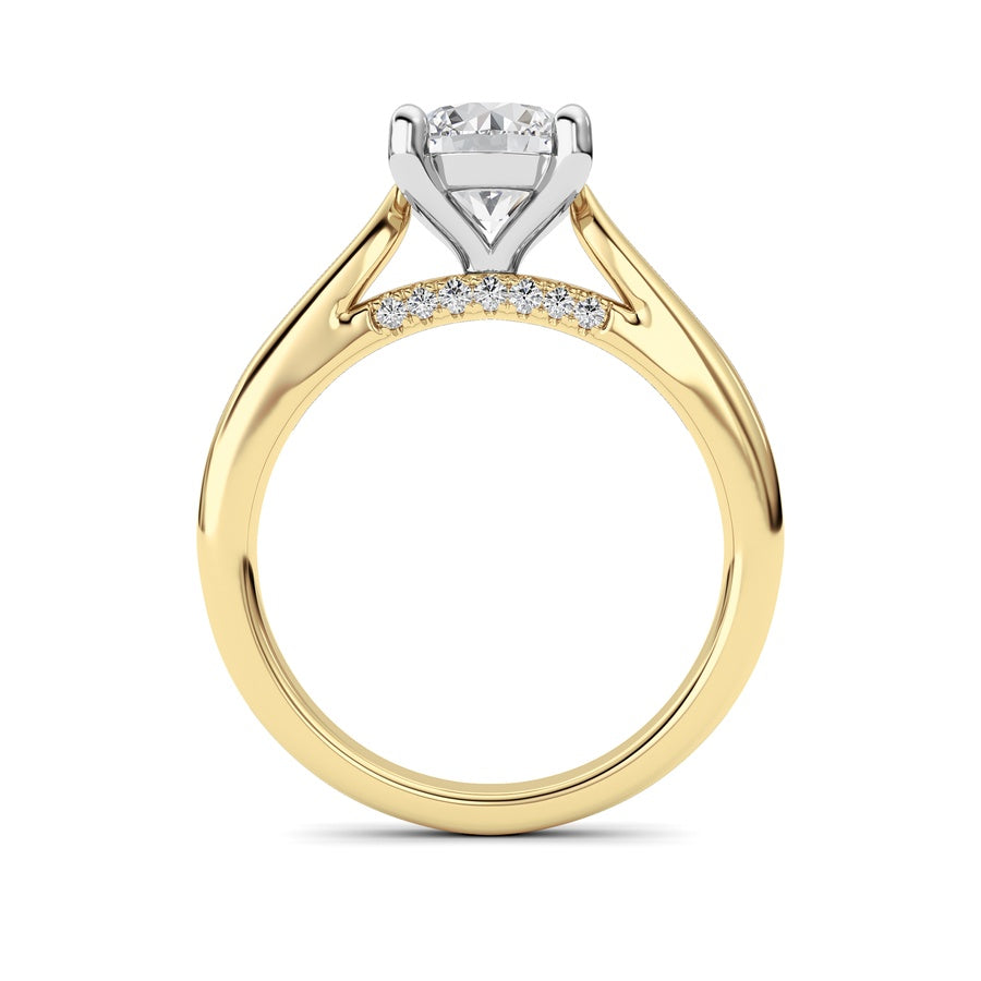 2Cttw Round Shaped Lab Grown Diamond (G/VS) Accented Enagement Ring in 14K Gold