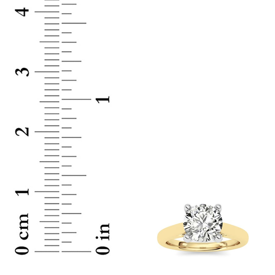 2Cttw Round Shaped Lab Grown Diamond (G/VS) Accented Enagement Ring in 14K Gold