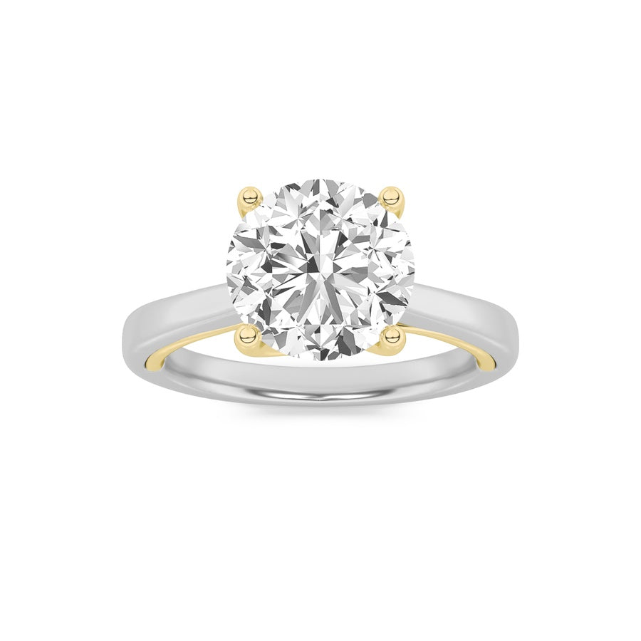 Round Shape Two Tone Twisted Basket Cathedral Shank Solitaire Ring lab grown diamond