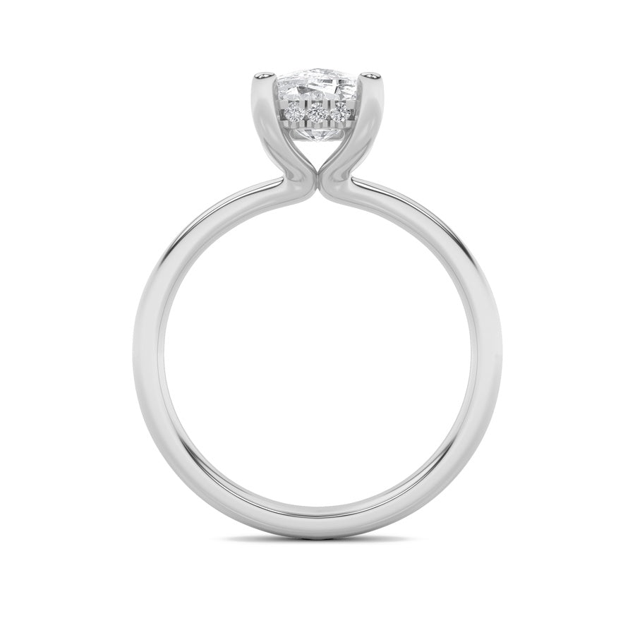 Cushion Shape Hidden Halo Petite Shank Ring lab grown diamond