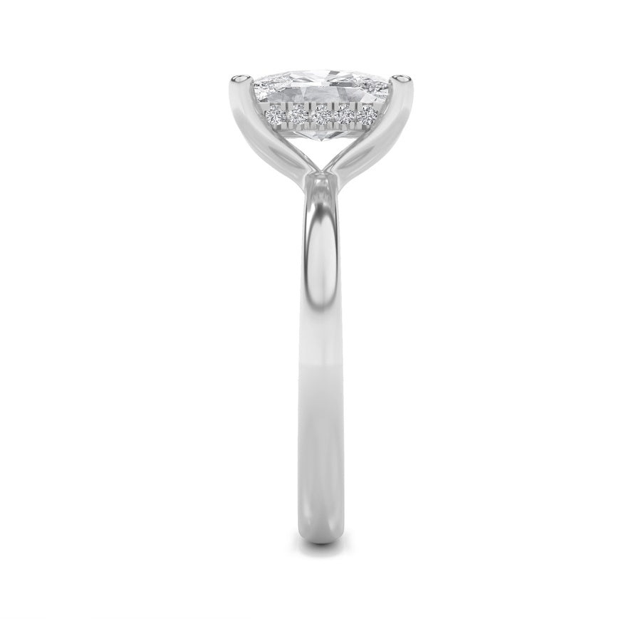Cushion Shape Hidden Halo Petite Shank Ring lab grown diamond