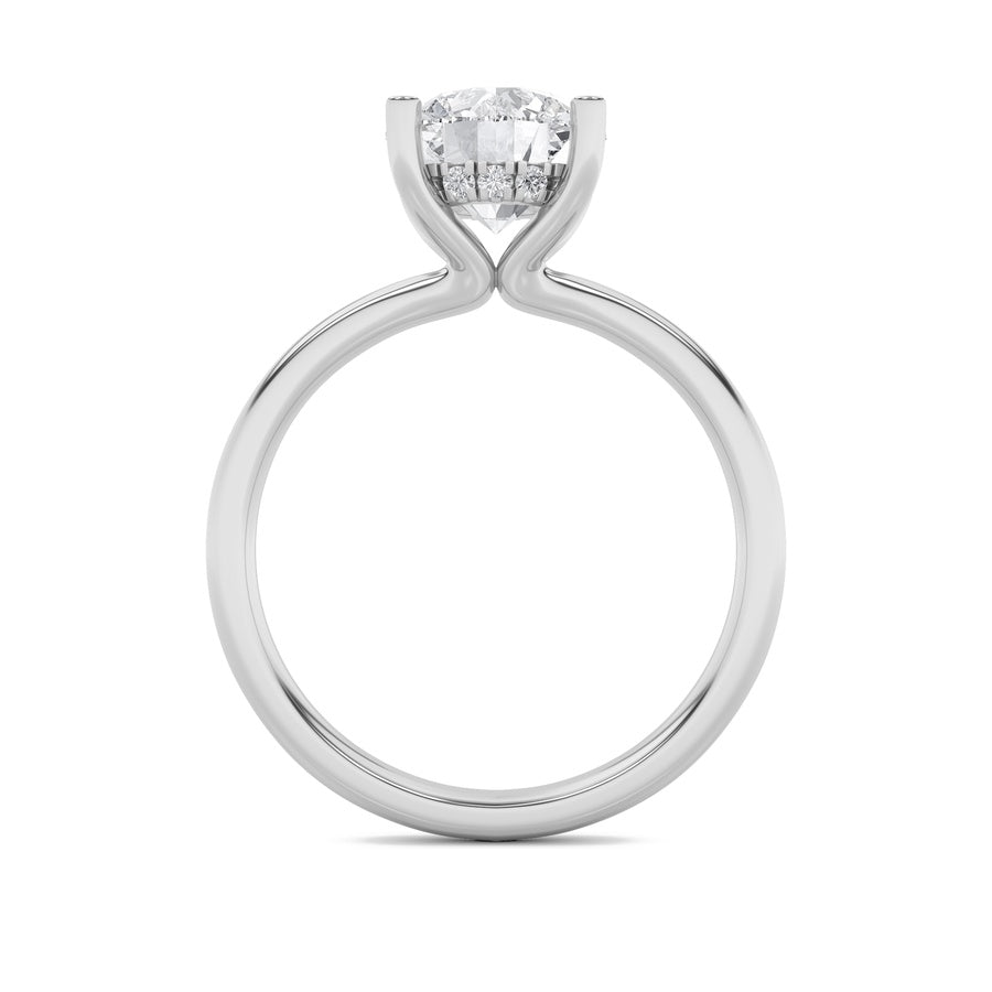 2Cttw Round Shaped Lab Grown Diamond (F/VS) HiddenHalo Petite Shank Ring in 14K Gold