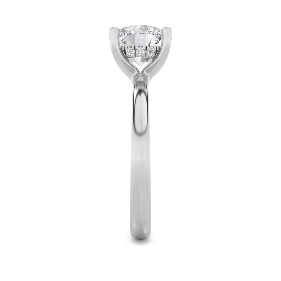 2Cttw Round Shaped Lab Grown Diamond (F/VS) HiddenHalo Petite Shank Ring in 14K Gold