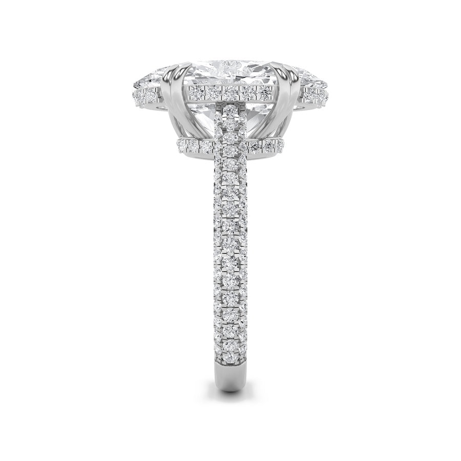 7Cttw Oval Shaped Lab Grown Diamond (F/VS) Bold Statement Accented Ring in 14K Gold