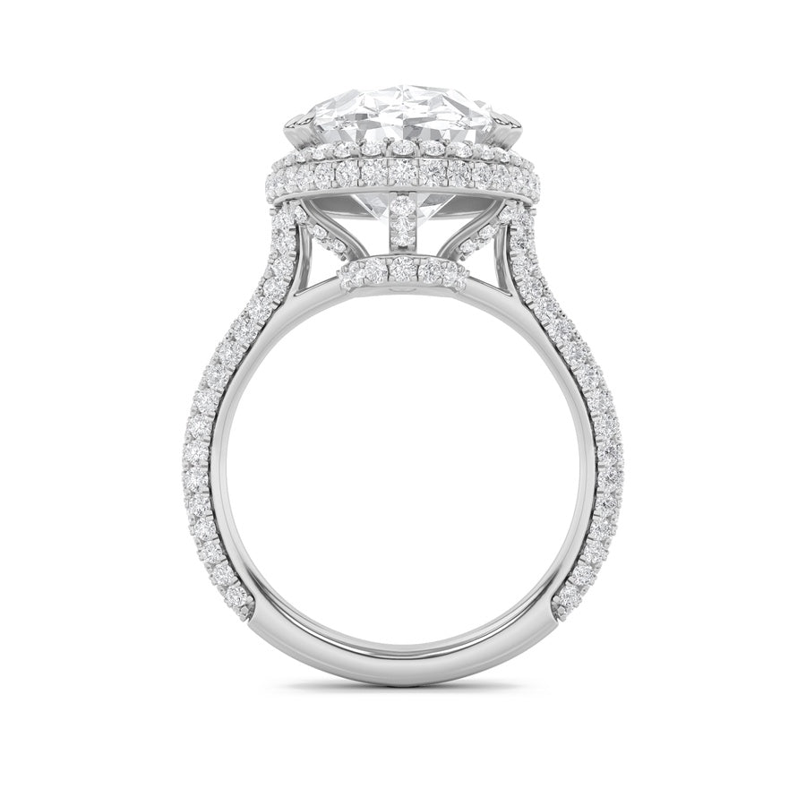 7.5Cttw Oval Shaped Lab Grown Diamond (F/VS) BoldStatement Accented Ring in 14K Gold