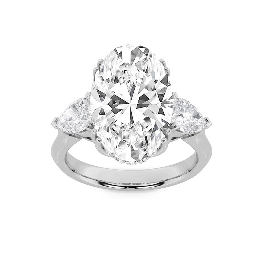 Oval Shape Bold Statement Accented Ring lab grown diamond