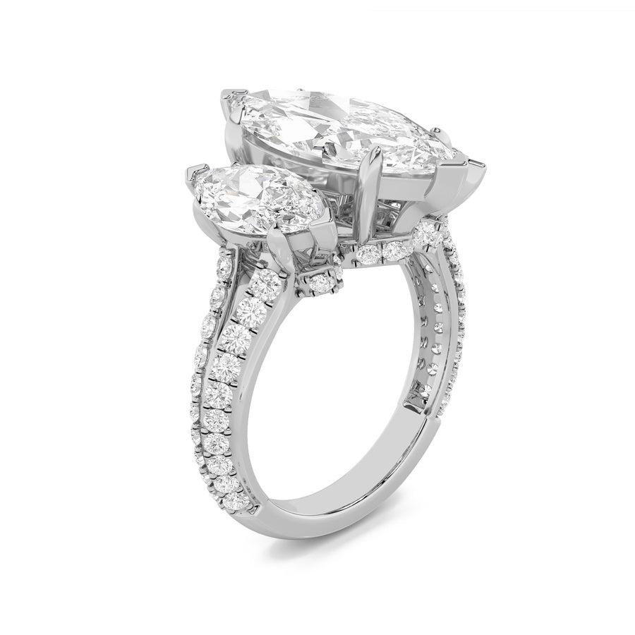 Marquise Shape Bold Statement Accented Ring lab grown diamond