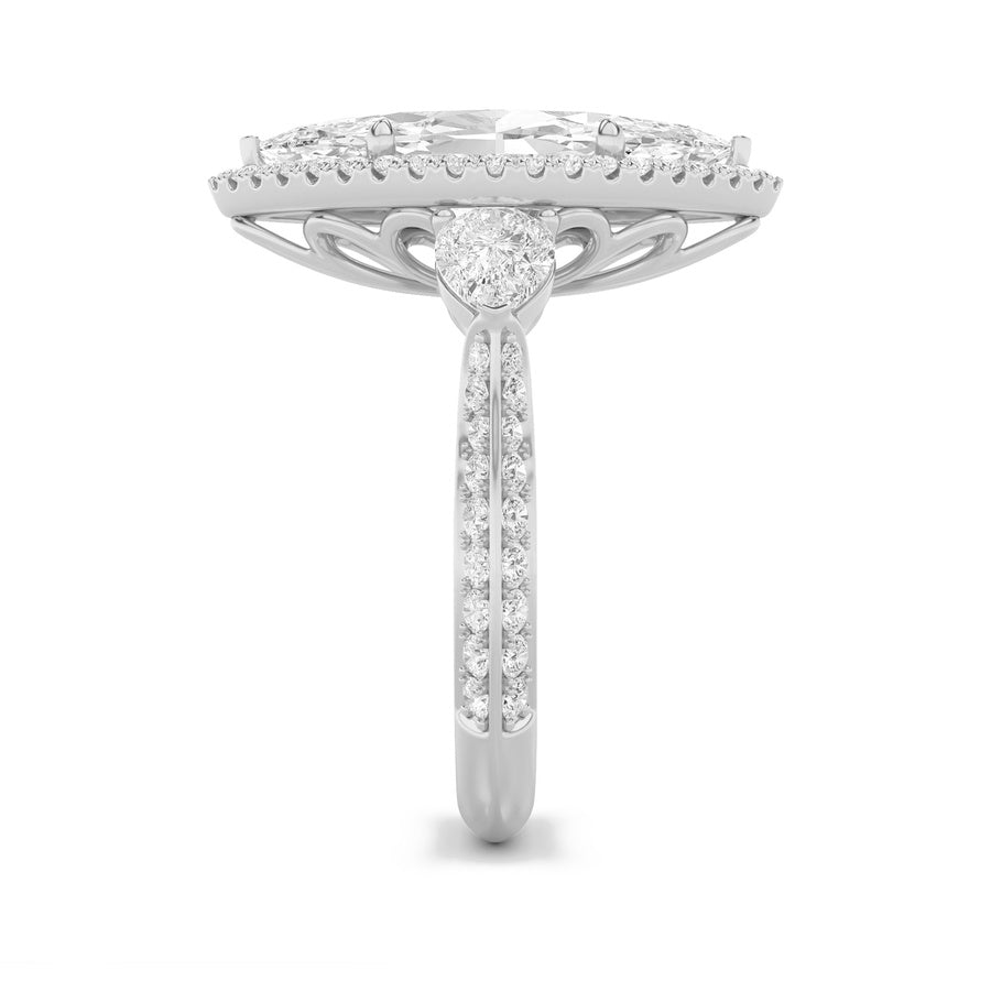 Marquise Shape Bold Statement Accented Ring lab grown diamond
