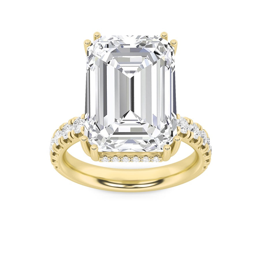 Emerald Shape Bold Statement Accented Ring lab grown diamond