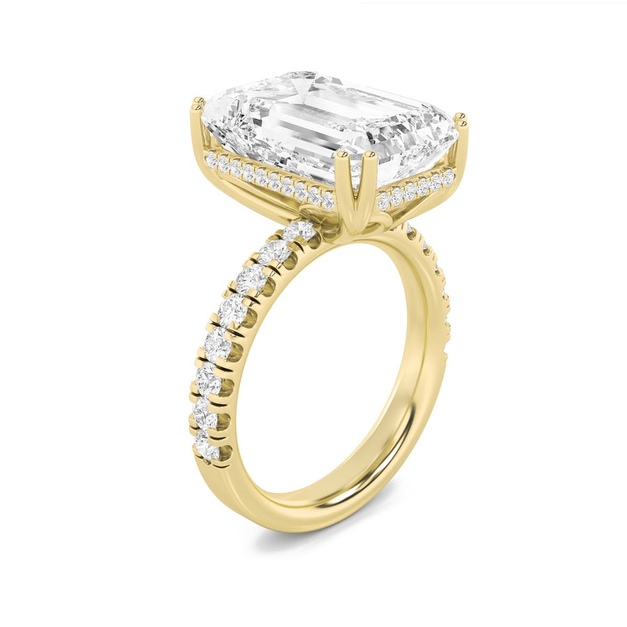 Emerald Shape Bold Statement Accented Ring lab grown diamond