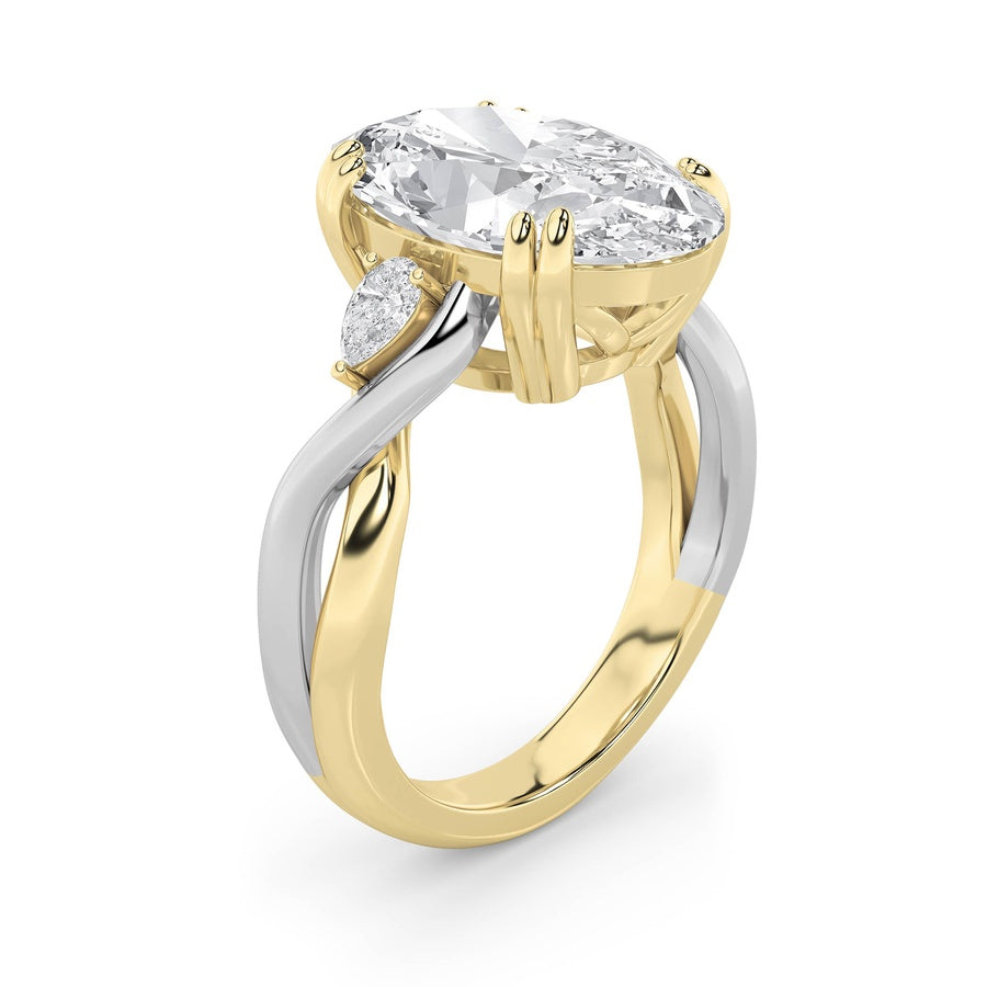 6.25Cttw Oval Shaped Lab Grown Diamond (F/VS) BoldAccented Engagement Ring in 14K Gold