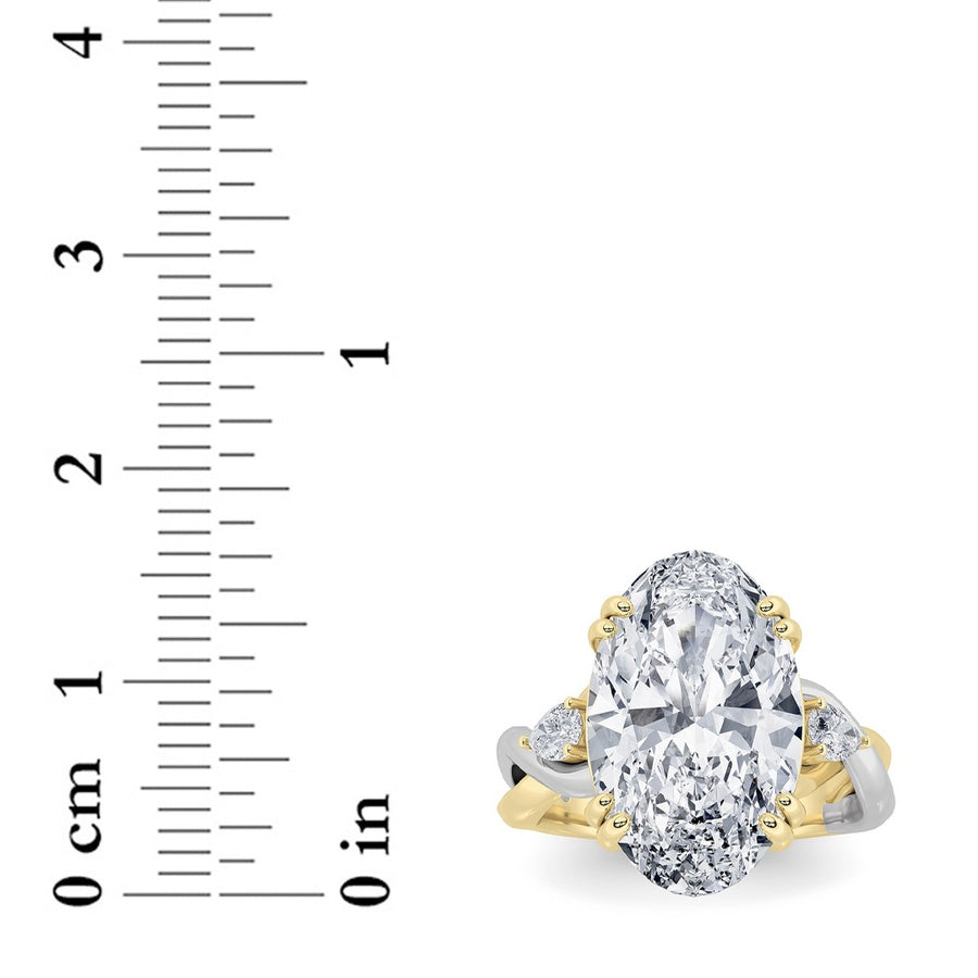 6.25Cttw Oval Shaped Lab Grown Diamond (F/VS) BoldAccented Engagement Ring in 14K Gold