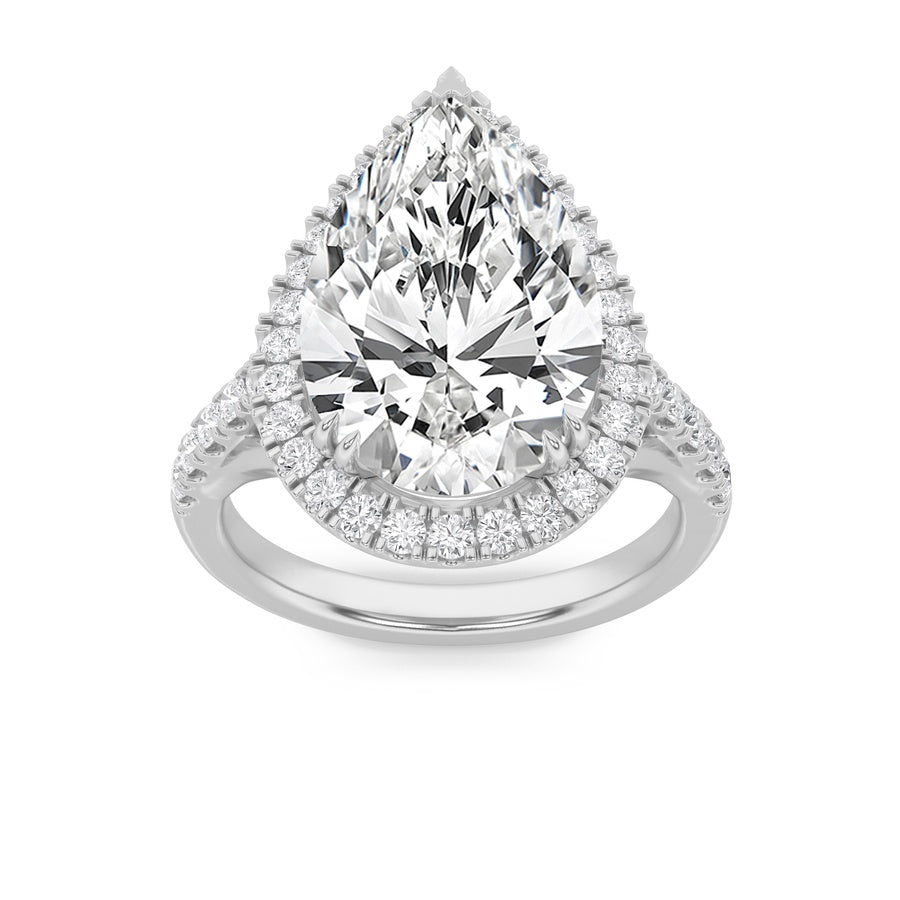 6Cttw Pear Shaped Lab Grown Diamond (F/VS) Bold Statement Accented  Ring in 14K Gold