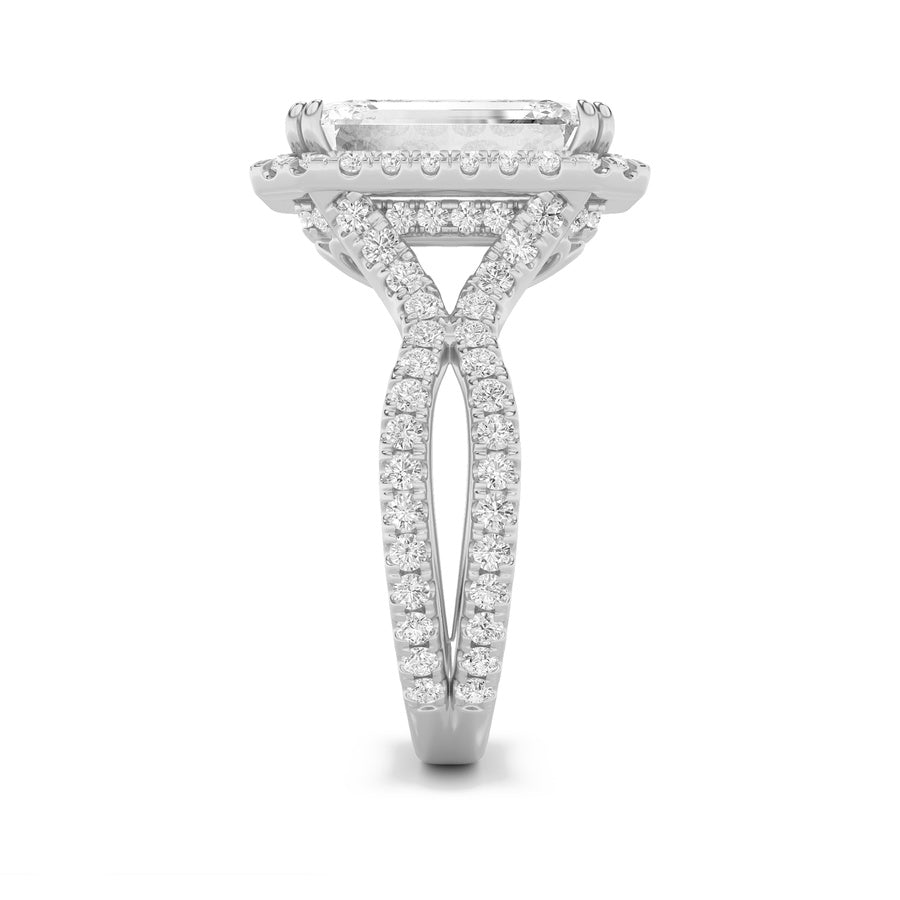 8Cttw Emerald Shaped Lab Grown Diamond (F/VS) BoldStatement Accented Ring in 14K Gold