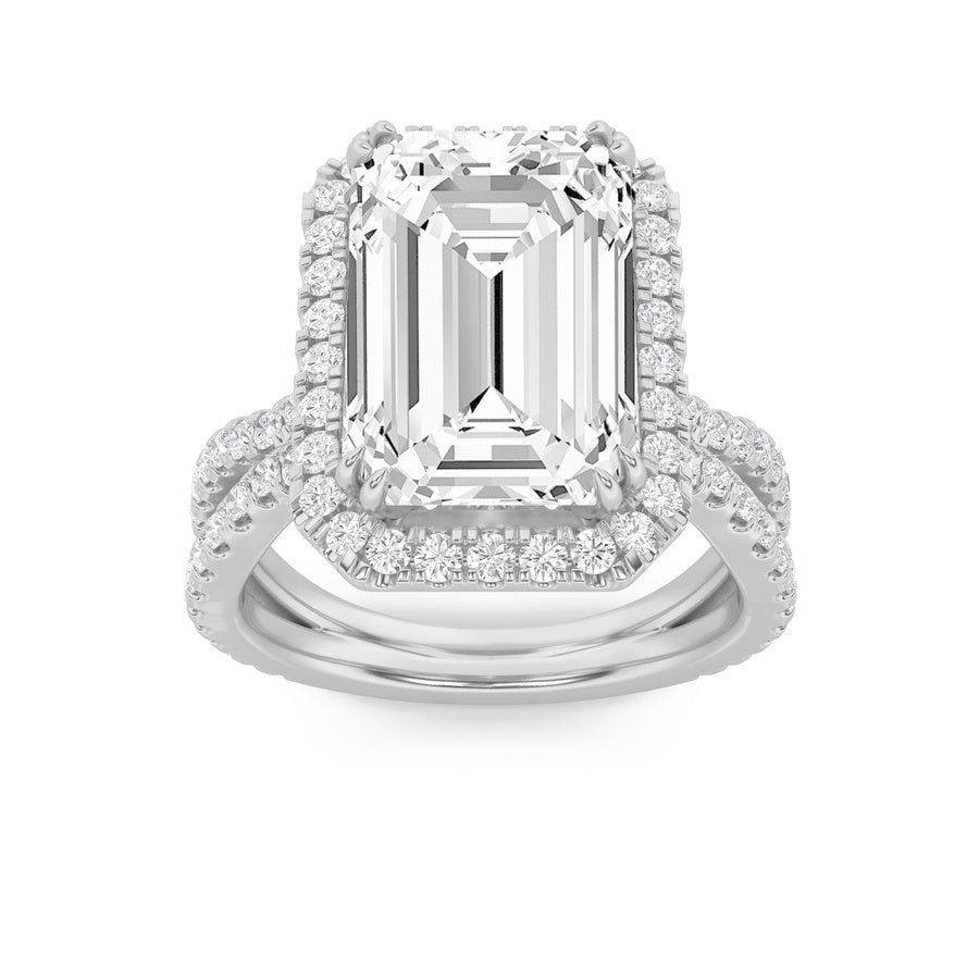 8Cttw Emerald Shaped Lab Grown Diamond (F/VS) BoldStatement Accented Ring in 14K Gold