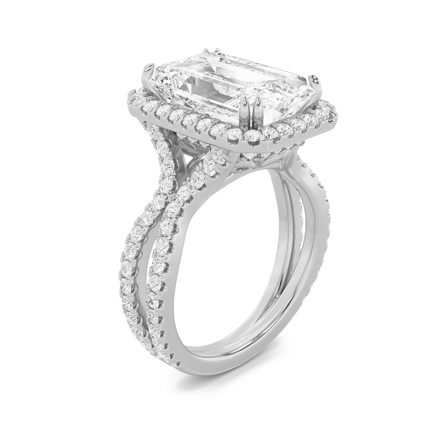 8Cttw Emerald Shaped Lab Grown Diamond (F/VS) BoldStatement Accented Ring in 14K Gold