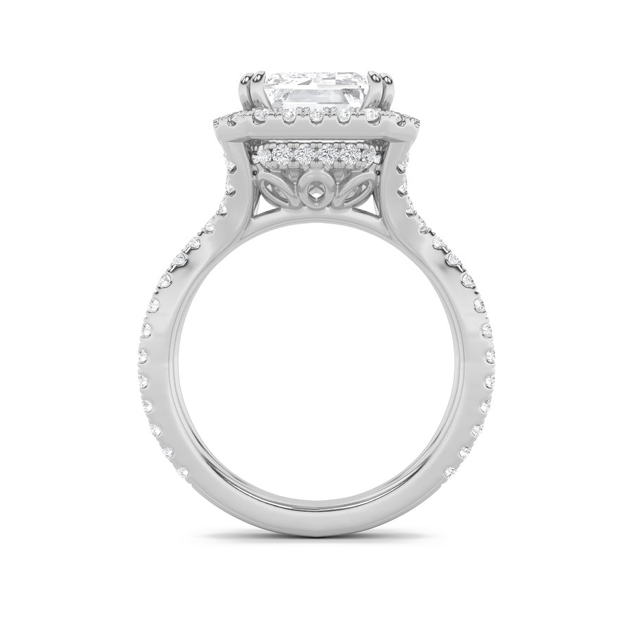 8Cttw Emerald Shaped Lab Grown Diamond (F/VS) BoldStatement Accented Ring in 14K Gold