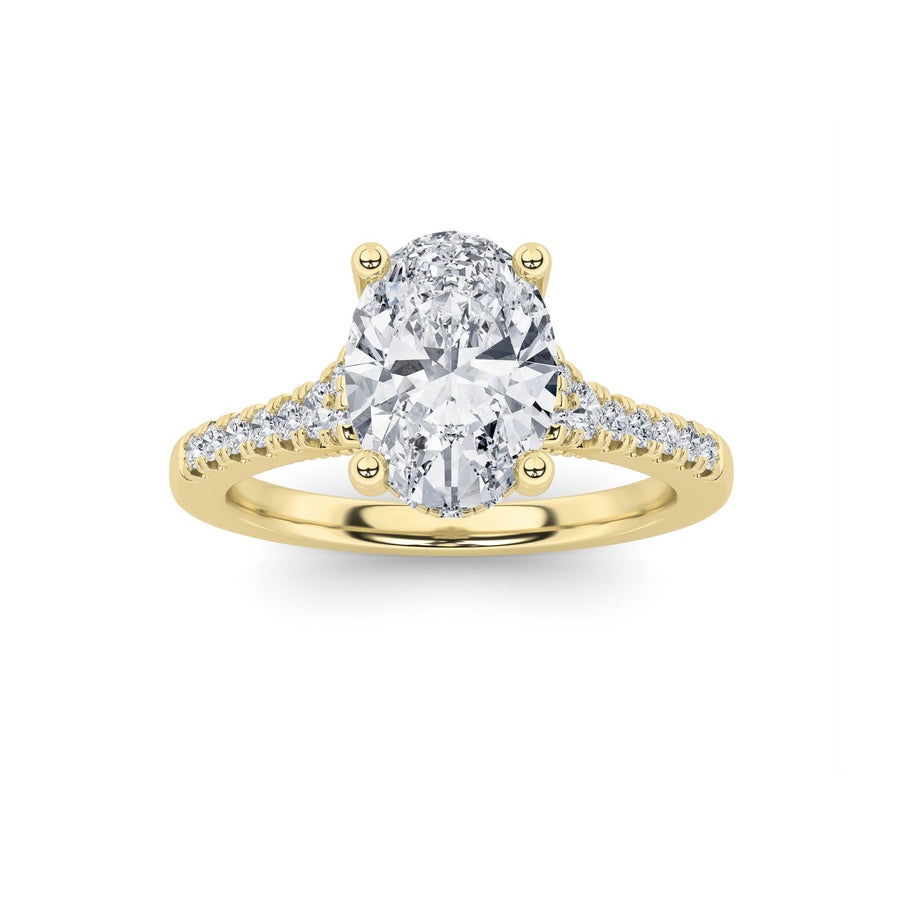 1.5Cttw Oval Shaped Lab Grown Diamond (G/VS) Accented Engagement Ring in 14K White Gold