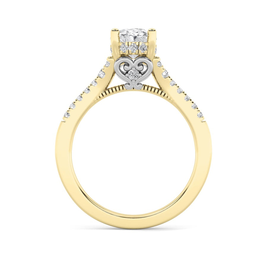1.5Cttw Oval Shaped Lab Grown Diamond (G/VS) Accented Engagement Ring in 14K White Gold