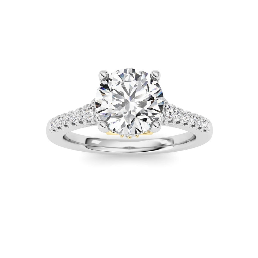 Round Shape Accented Two Tone Engagement Ring lab grown diamond