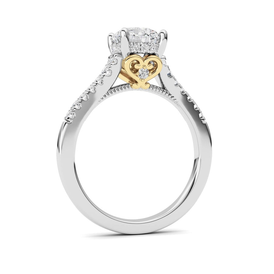 Round Shape Accented Two Tone Engagement Ring lab grown diamond