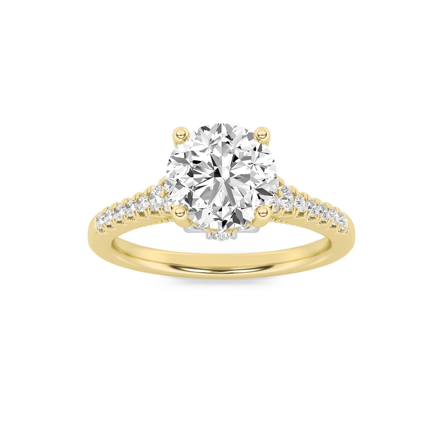 Round Shape Accented Two Tone Engagement Ring lab grown diamond